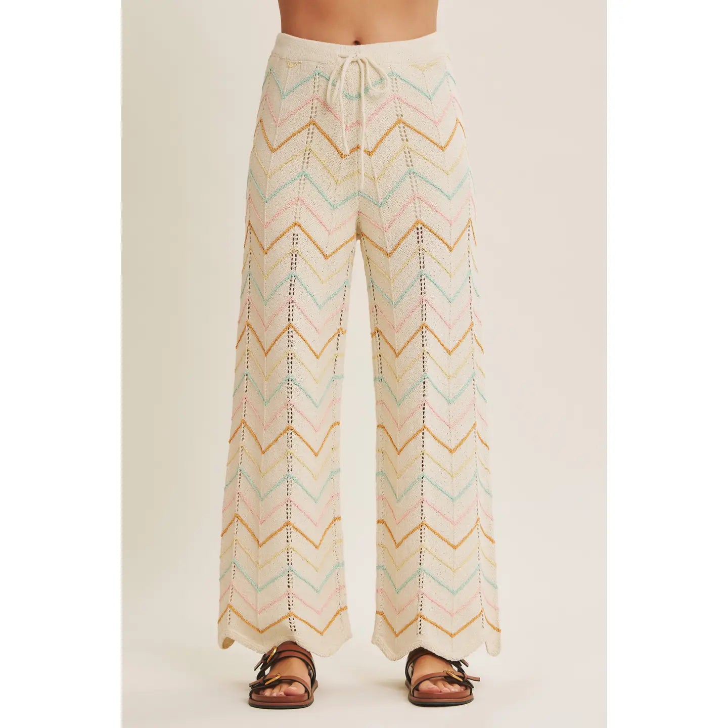 Easy Statement Pastel Chevron Sweater Wide-Leg Pants