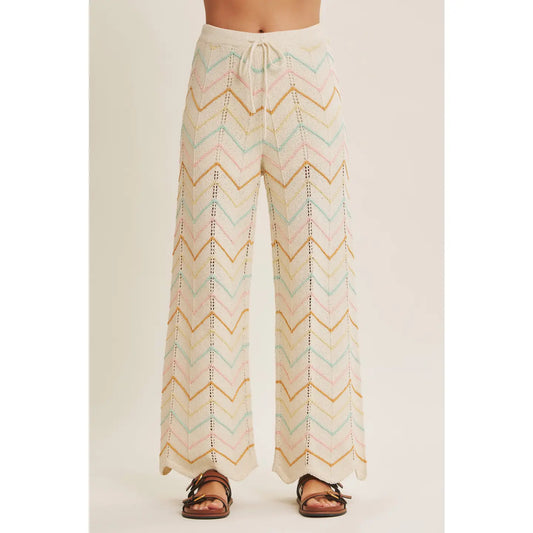 Easy Statement Pastel Chevron Sweater Wide-Leg Pants