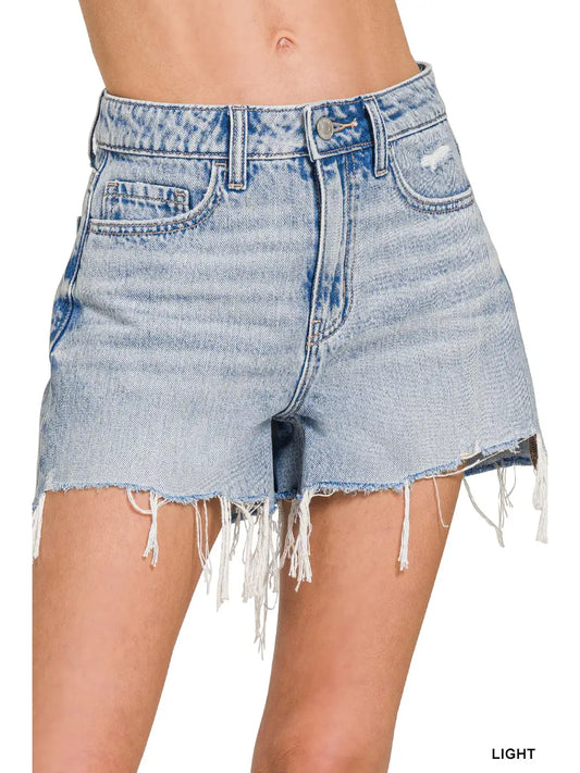 Mid Rise Denim Shorts Light