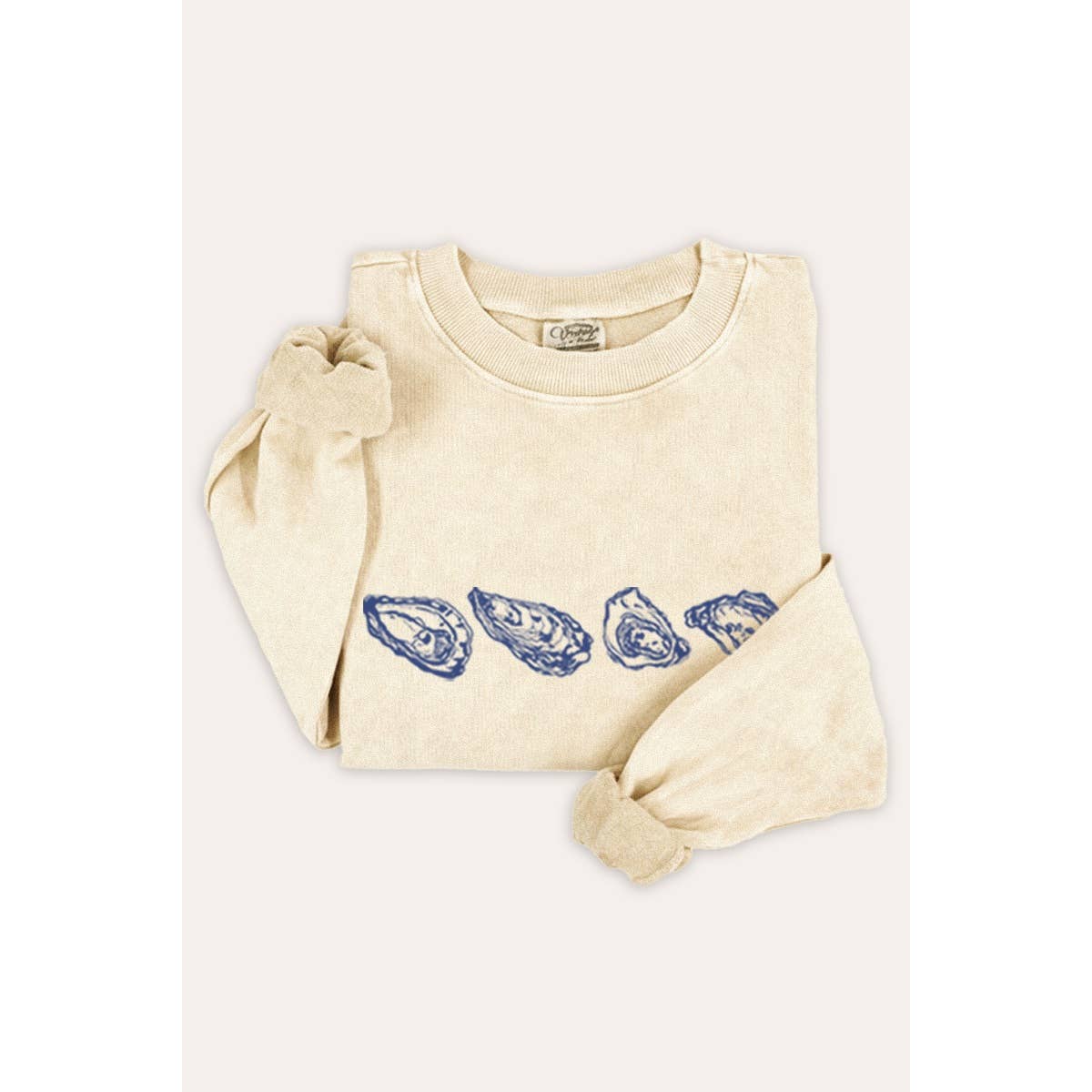 Oyster Coastal Graphic Mineral Wash Sweatshirt