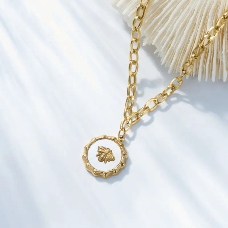 Gold Bee Pendant Necklace