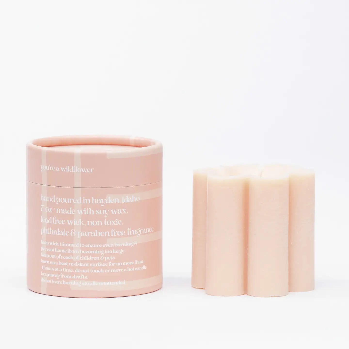 Pink Daisy Pillar Candle • Soy Candle