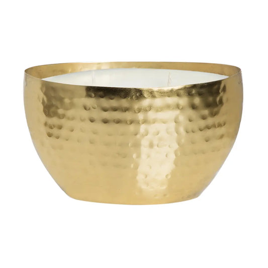 Amber & Teakwood Gold Oval Brass Candle