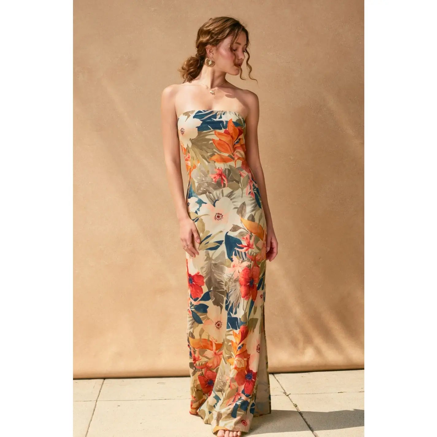 Island Bloom Strapless Maxi