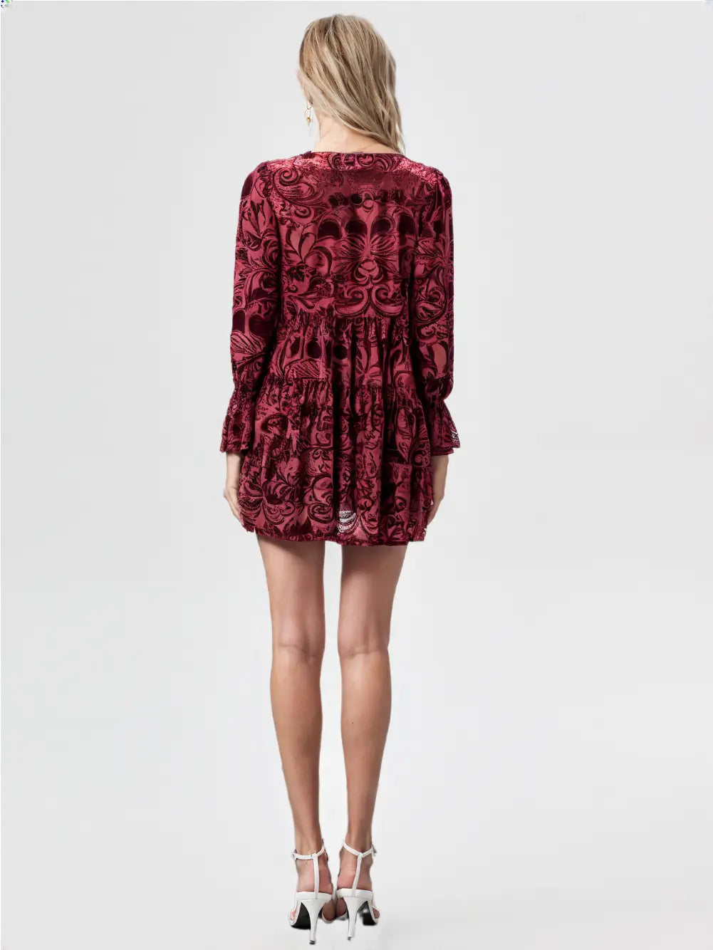 Wine Velvet Holiday Mini Dress