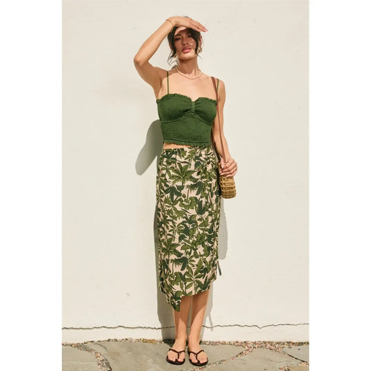 Paradise Grove Tilt Midi Wrap Skirt
