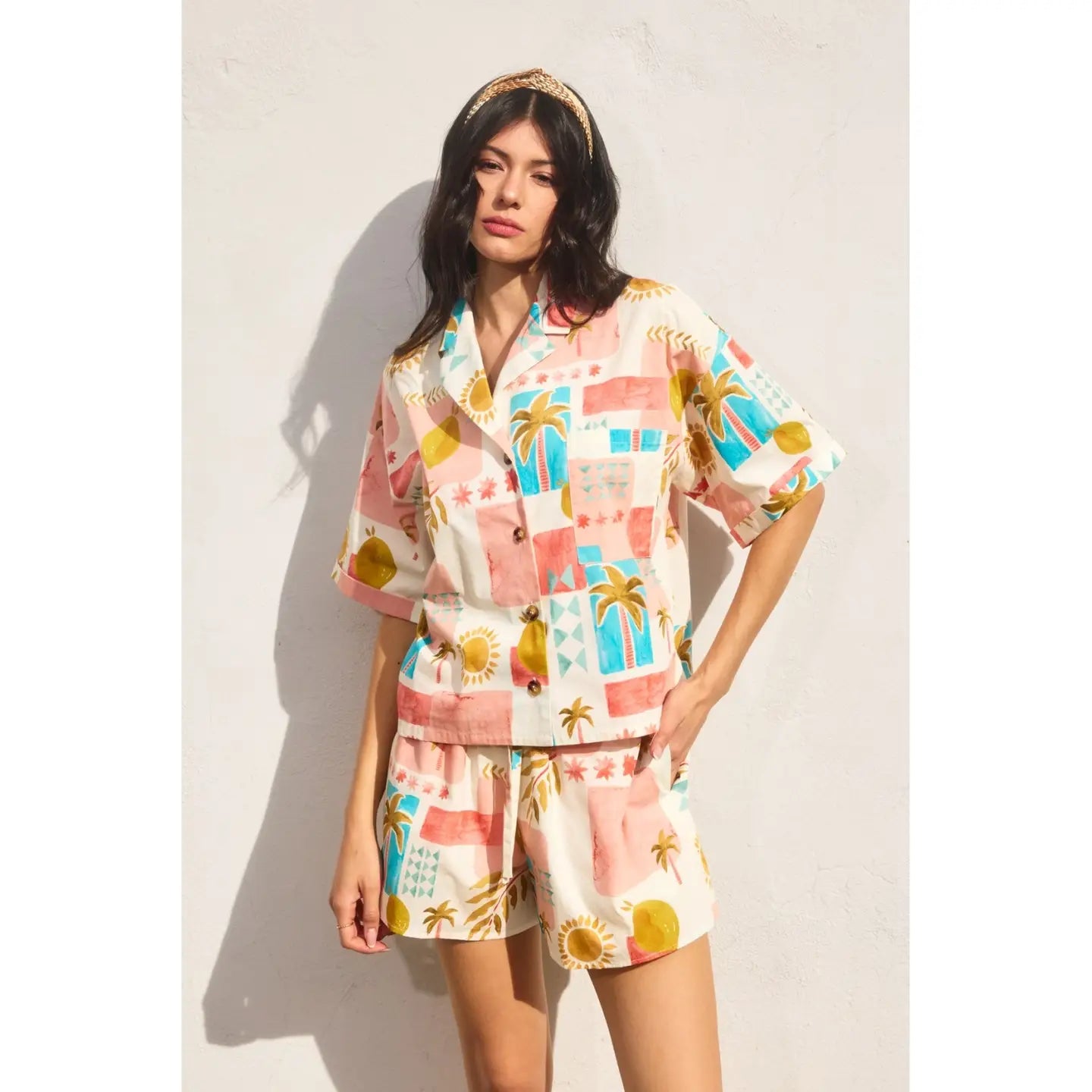 Moroccan Spring Relaxed Shirt and Shorts Set