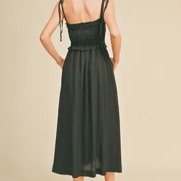 Noir Ruffle Midi