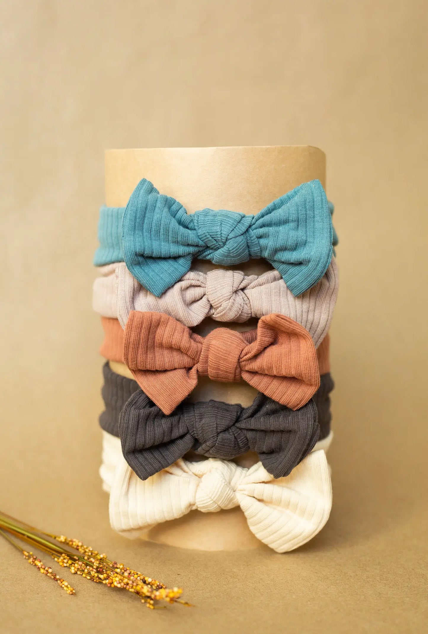 Organic Cotton Ribbed Bow Headbands