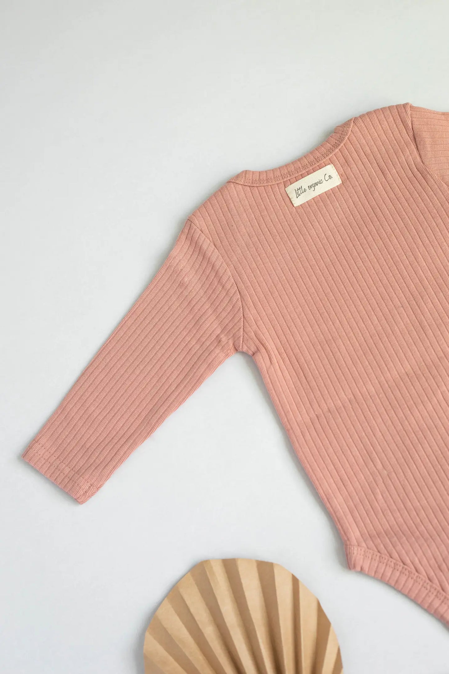 Organic Ribbed Cotton Bodysuit Long Sleeve